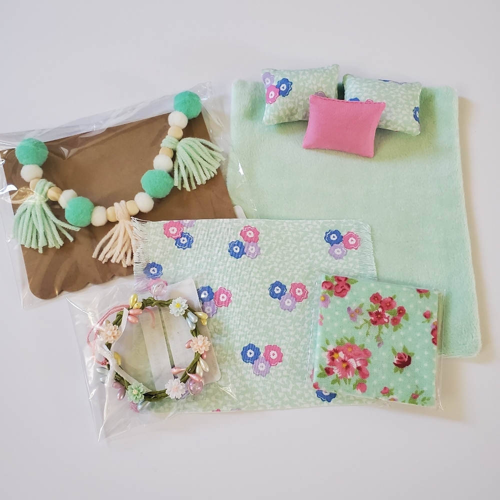 Miniature Dollhouse Green Accessory Bundle 1:12 Scale Maileg